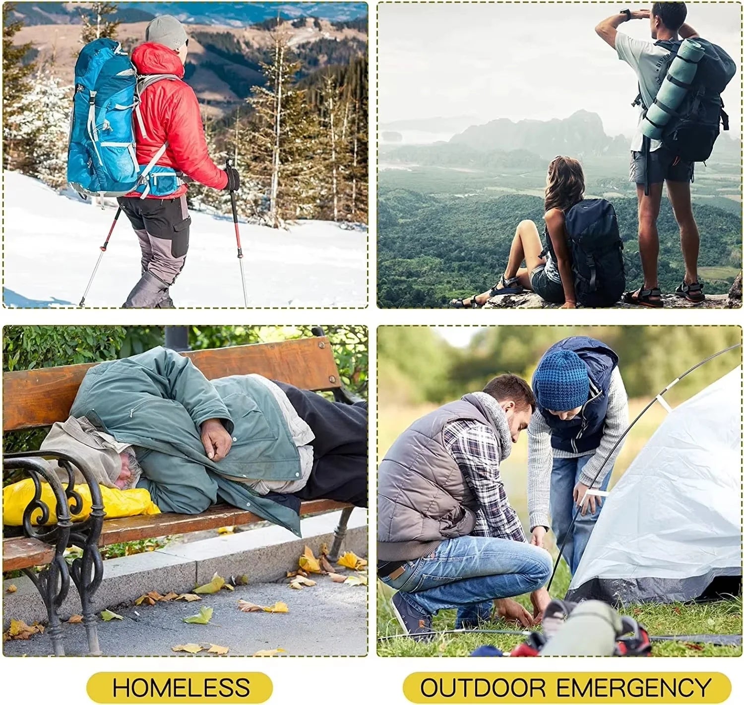 MANTA TÉRMICA DE SUPERVIVENCIA DE EMERGENCIA - IMPERMEABLE DORADA/PLATEADA PARA EXTERIOR 130X210CM