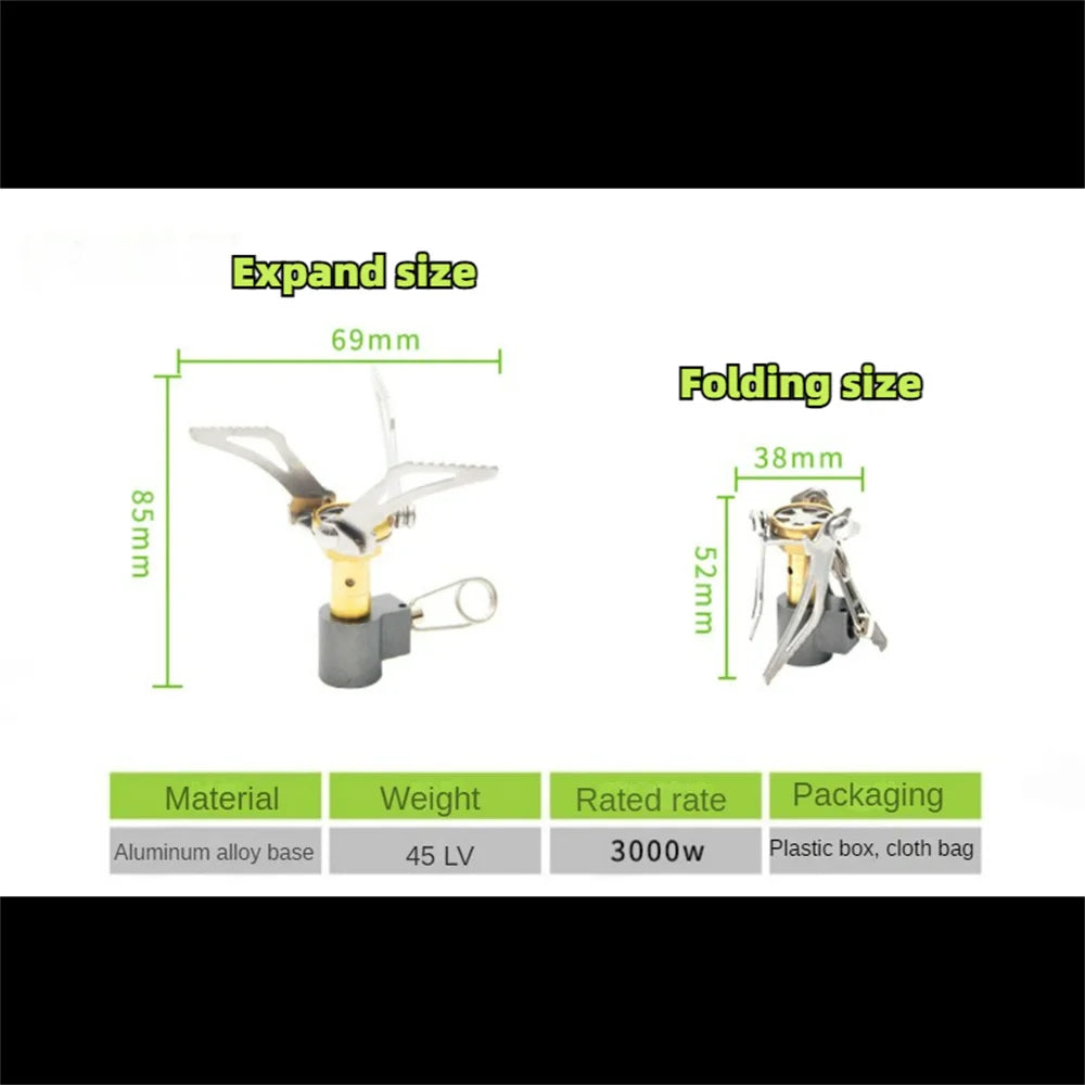 HORNILLO DE GAS PLEGABLE PARA CAMPING - QUEMADOR PORTÁTIL MINI DE SUPERVIVENCIA PARA PICNIC Y COCINA AL AIRE LIBRE