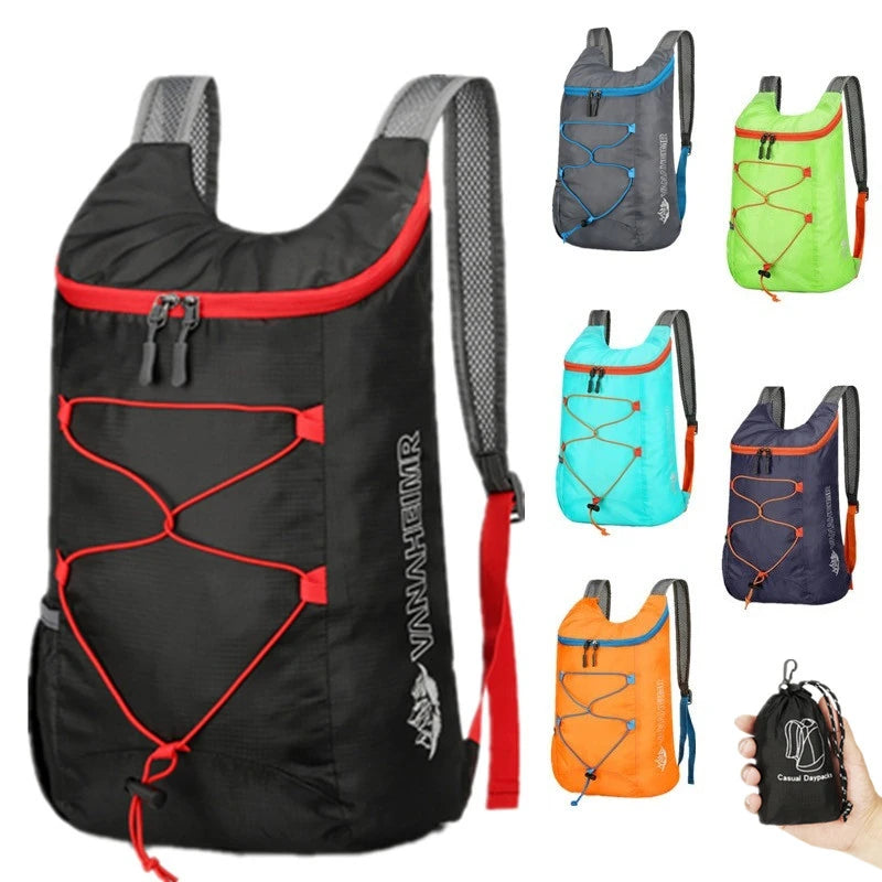 MOCHILA PLEGABLE MULTIFUNCIONAL PARA EXTERIOR - LIGERA, IMPERMEABLE DE NYLON PARA CAMPING, SENDERISMO Y VIAJE