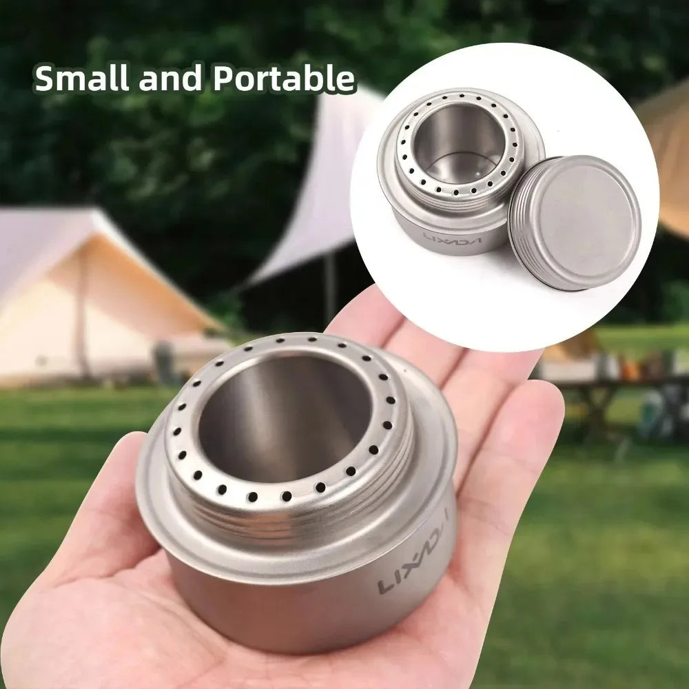 HORNILLO DE ALCOHOL PORTÁTIL MINI DE ALEACIÓN DE ALUMINIO CON TAPA - COCINA DE CAMPING, SENDERISMO Y MOCHILERO AL AIRE LIBRE