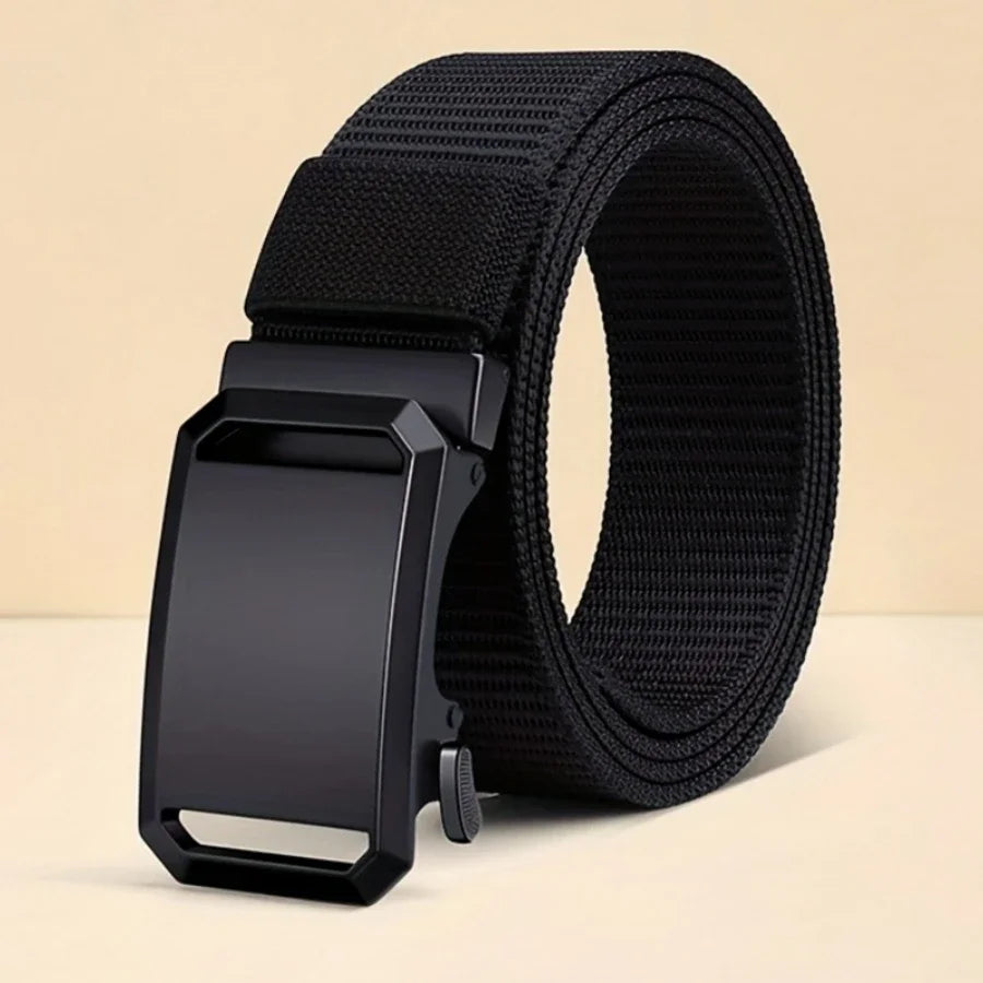 CINTURÓN TÁCTICO DE LONA CON HEBILLA AUTÓMATICA - ESTILO CASUAL MILITAR PARA TRABAJO Y ENTRENAMIENTO AL AIRE LIBRE