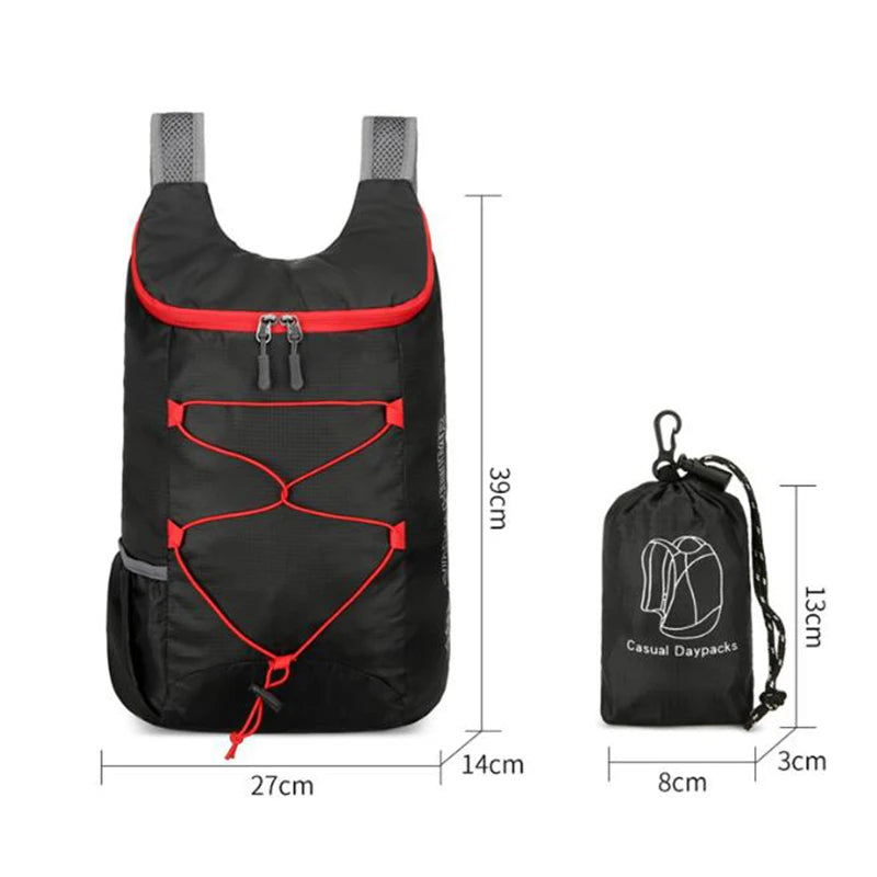MOCHILA PLEGABLE MULTIFUNCIONAL PARA EXTERIOR - LIGERA, IMPERMEABLE DE NYLON PARA CAMPING, SENDERISMO Y VIAJE