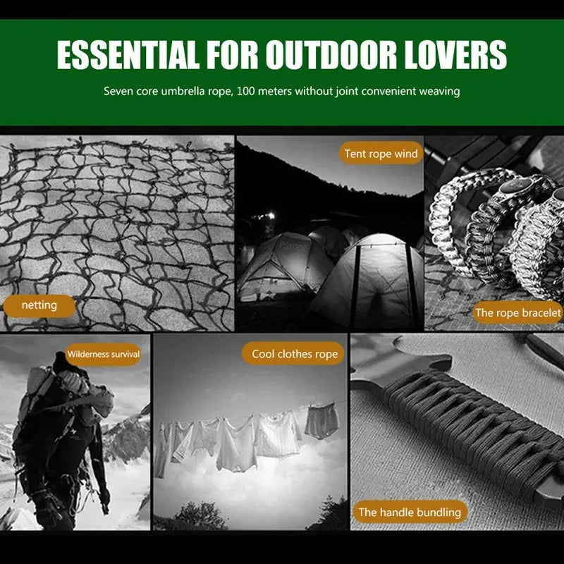CUERDA PARACORD 550 — 7 NÚCLEOS | 4mm | CAMPING, SENDERISMO Y SUPERVIVENCIA