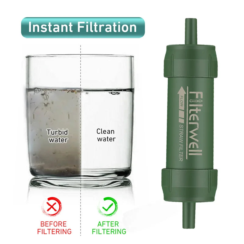 FILTRO DE AGUA MINI PORTÁTIL WESTTUNE - PAJITA PURIFICADORA PARA CAMPING, SENDERISMO Y EMERGENCIAS DE SUPERVIVENCIA
