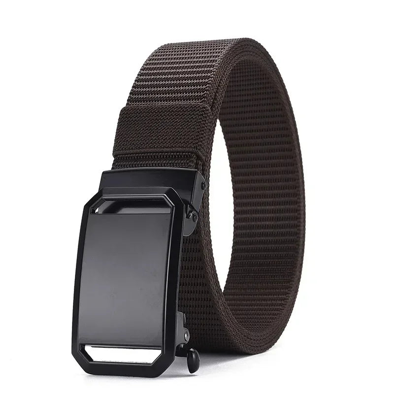 CINTURÓN TÁCTICO DE LONA CON HEBILLA AUTÓMATICA - ESTILO CASUAL MILITAR PARA TRABAJO Y ENTRENAMIENTO AL AIRE LIBRE
