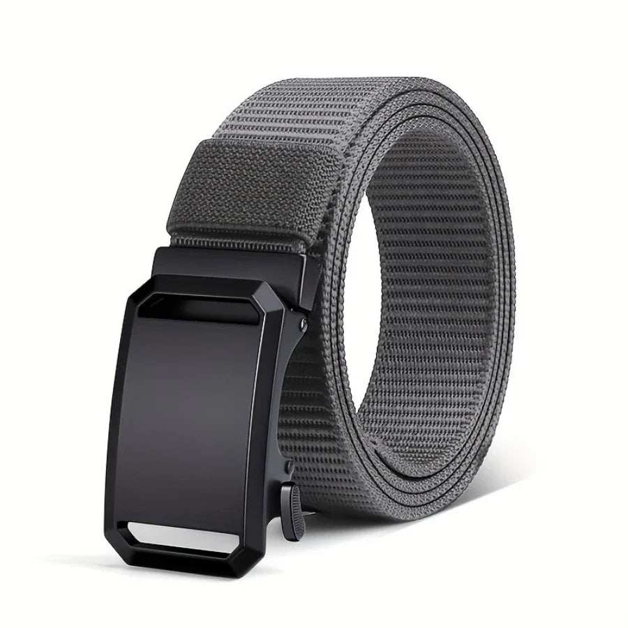CINTURÓN TÁCTICO DE LONA CON HEBILLA AUTÓMATICA - ESTILO CASUAL MILITAR PARA TRABAJO Y ENTRENAMIENTO AL AIRE LIBRE