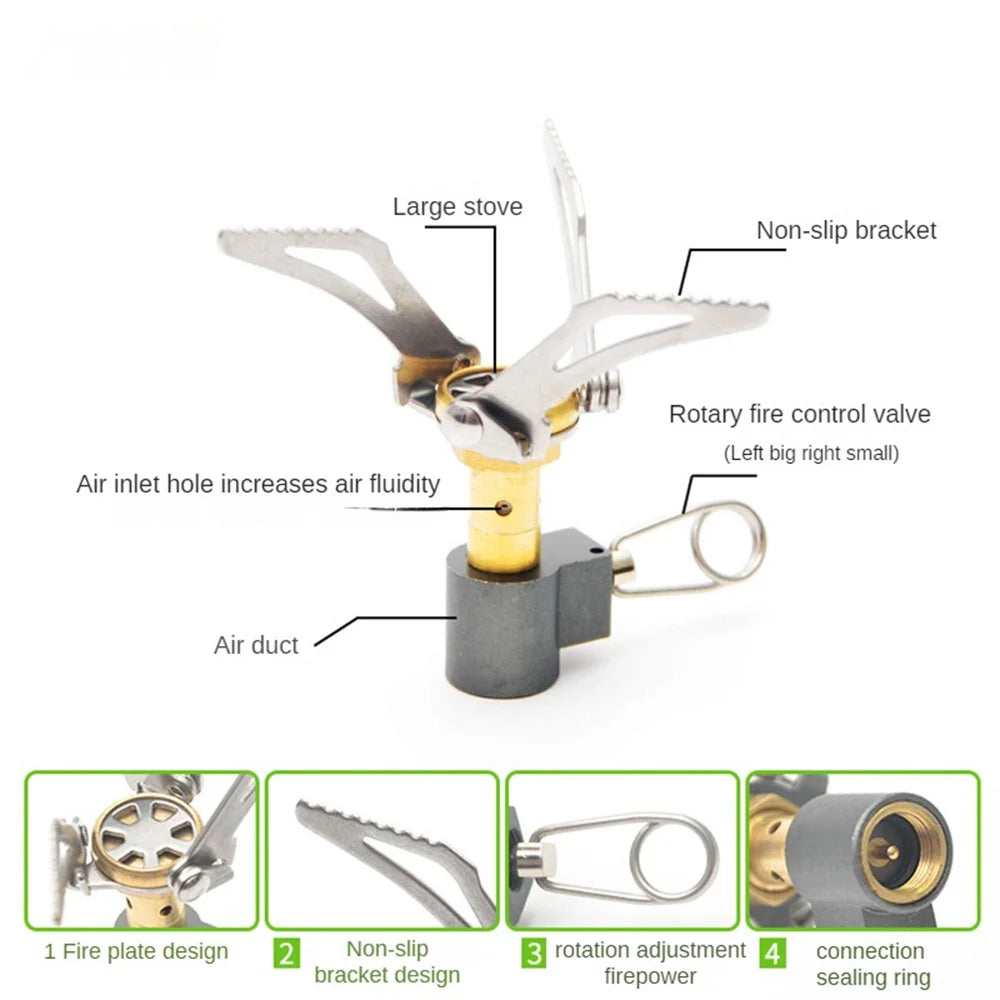 HORNILLO DE GAS PLEGABLE PARA CAMPING - QUEMADOR PORTÁTIL MINI DE SUPERVIVENCIA PARA PICNIC Y COCINA AL AIRE LIBRE