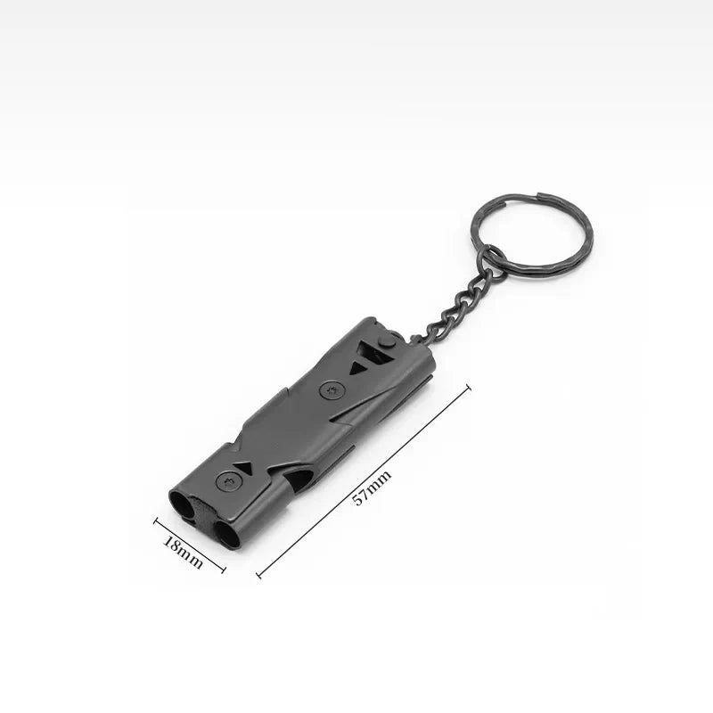 SILBATO DE SUPERVIVENCIA 150DB DOBLE TUBO DE ALTA FRECUENCIA - ACERO METAL PARA RESCATE, SENDERISMO Y VIAJE