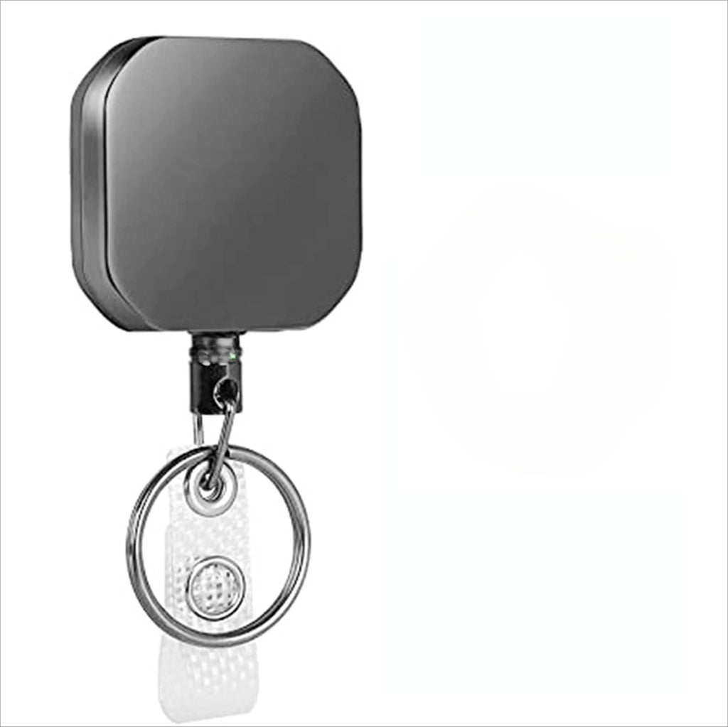 LLAVERO RETRÁCTIL CON CLIP PARA INSIGNIA Y CARNET - SOPORTE MAGNÉTICO ANTICAÍDA