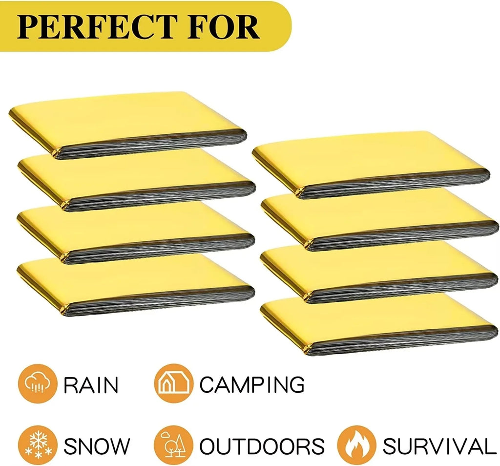 MANTA TÉRMICA DE SUPERVIVENCIA DE EMERGENCIA - IMPERMEABLE DORADA/PLATEADA PARA EXTERIOR 130X210CM
