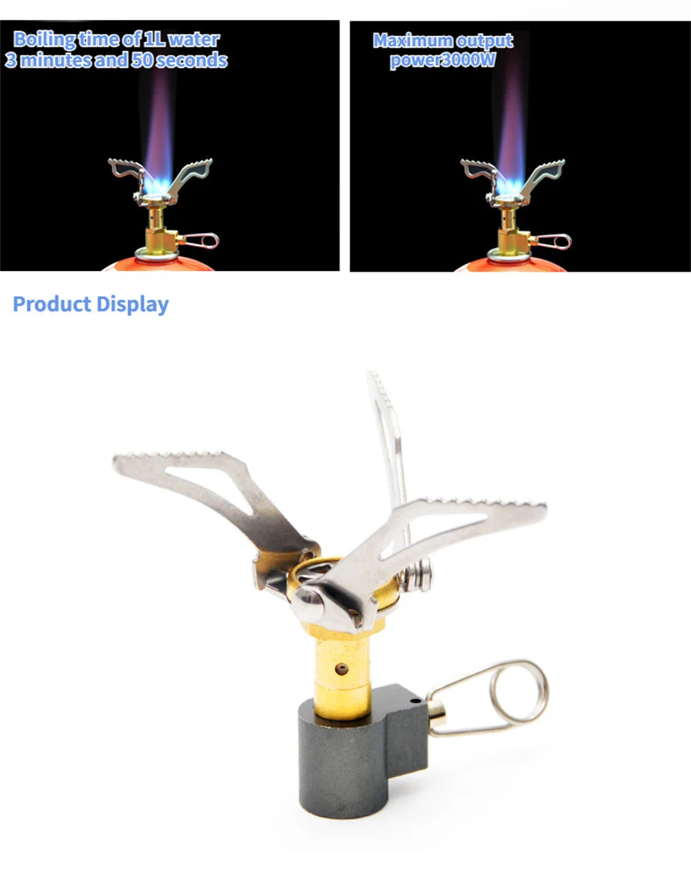 HORNILLO DE GAS PLEGABLE PARA CAMPING - QUEMADOR PORTÁTIL MINI DE SUPERVIVENCIA PARA PICNIC Y COCINA AL AIRE LIBRE