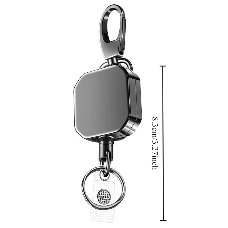 LLAVERO RETRÁCTIL CON CLIP PARA INSIGNIA Y CARNET - SOPORTE MAGNÉTICO ANTICAÍDA